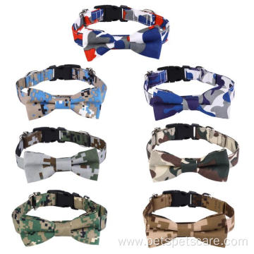 Friendly Camo Luxury Removable Bow Tie Dog Collar